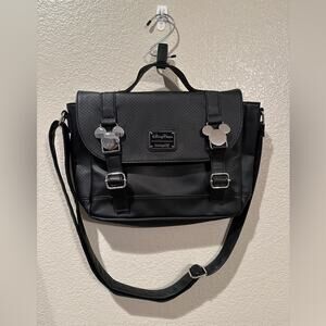 NWOT Loungefly Disney Parks Pin Black Saddlebag crossbody Mickey Mouse purse